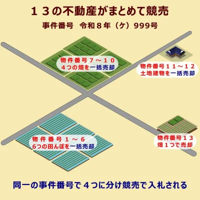 13の不動産がまとめて競売になった例